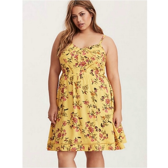 Torrid Mustard Floral Dress - Picture 1 of 13